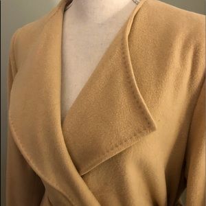 Knee length Camel wood wrap jacket